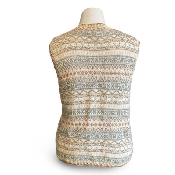 Vintage Cottagecore Knit Sweater Vest XL Fair Isle Floral Embroidered Boho - Picture 2 of 4